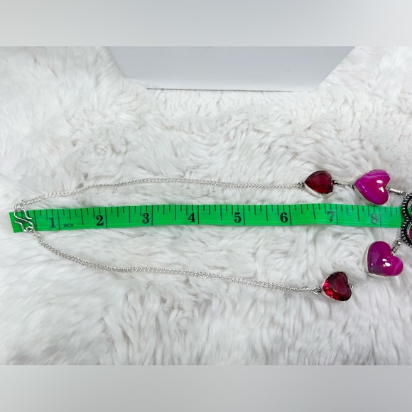 Pink Botswana Agate 925 Heart Necklace, Bracelet & Earrings ONLY - Picture 7 of 9